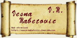 Vesna Mabetović vizit kartica